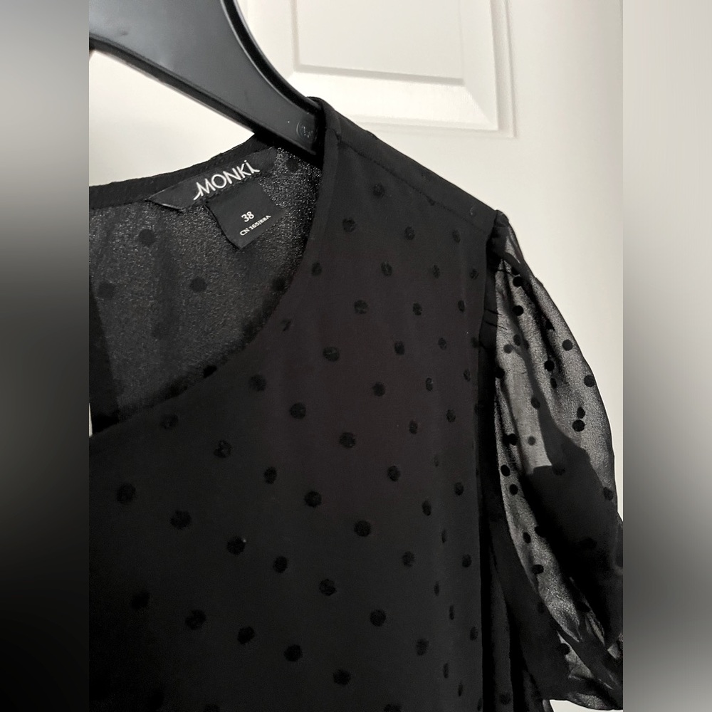 New Japan mesh polka dot dress in black
